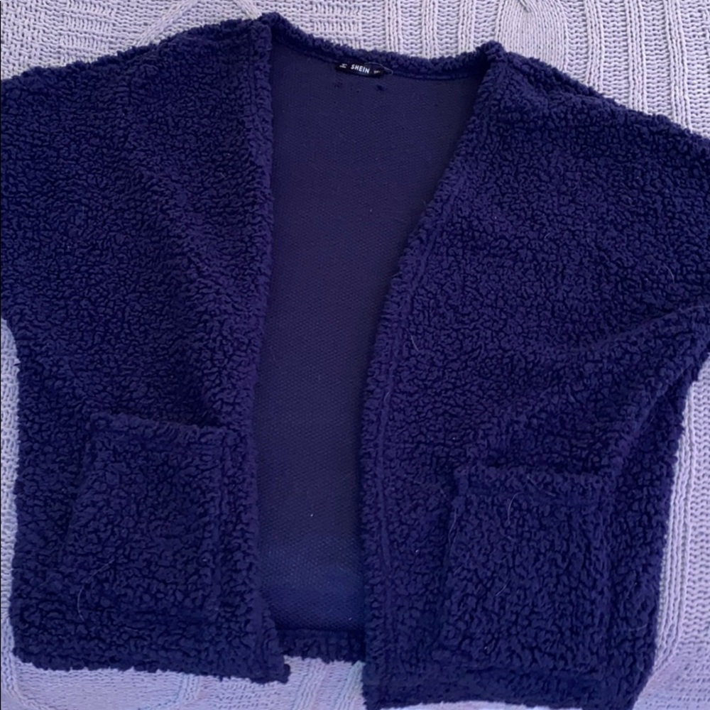 Cute blue fuzzy cardigan